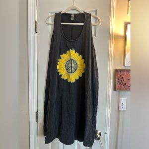 NWOT Instant Message brand Sunflower Hippie Peace Racerback Cotton Dress 3X 🌻☮️
